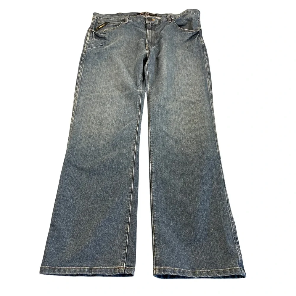 Ariat Rebar M4 Relaxed Boot Cut Jeans Mens 40x34 Medium Wash Blue Denim Workwear